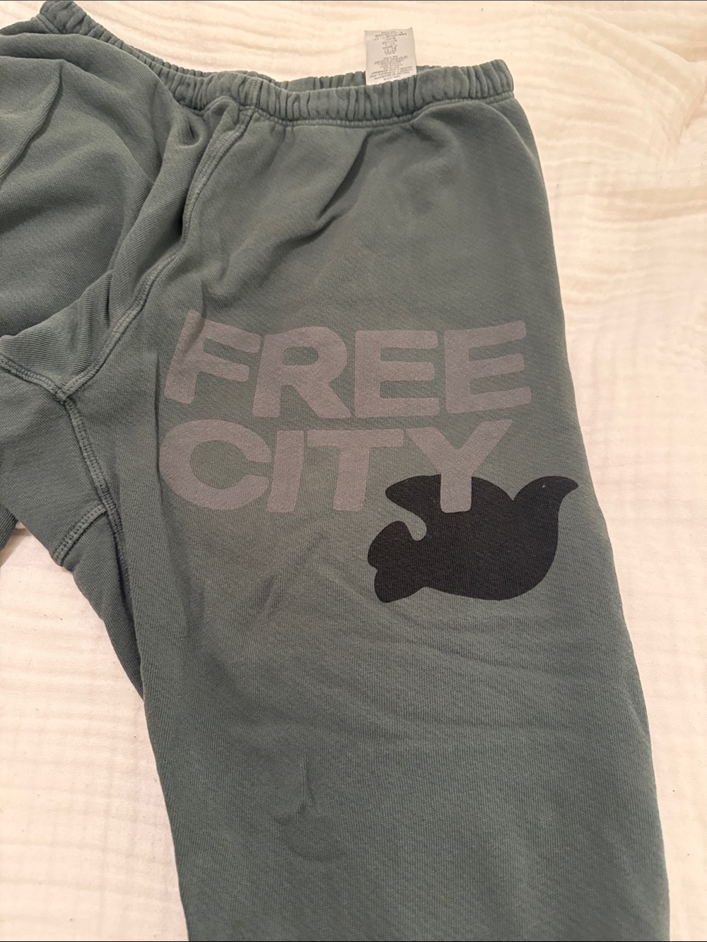 freecity Dark Green Sweatpants Joggers with Grey and Black Logo